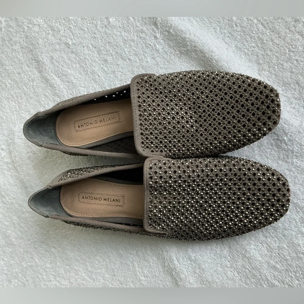 ANTONIO MELANI Black Studded Loafers shoes size 6
